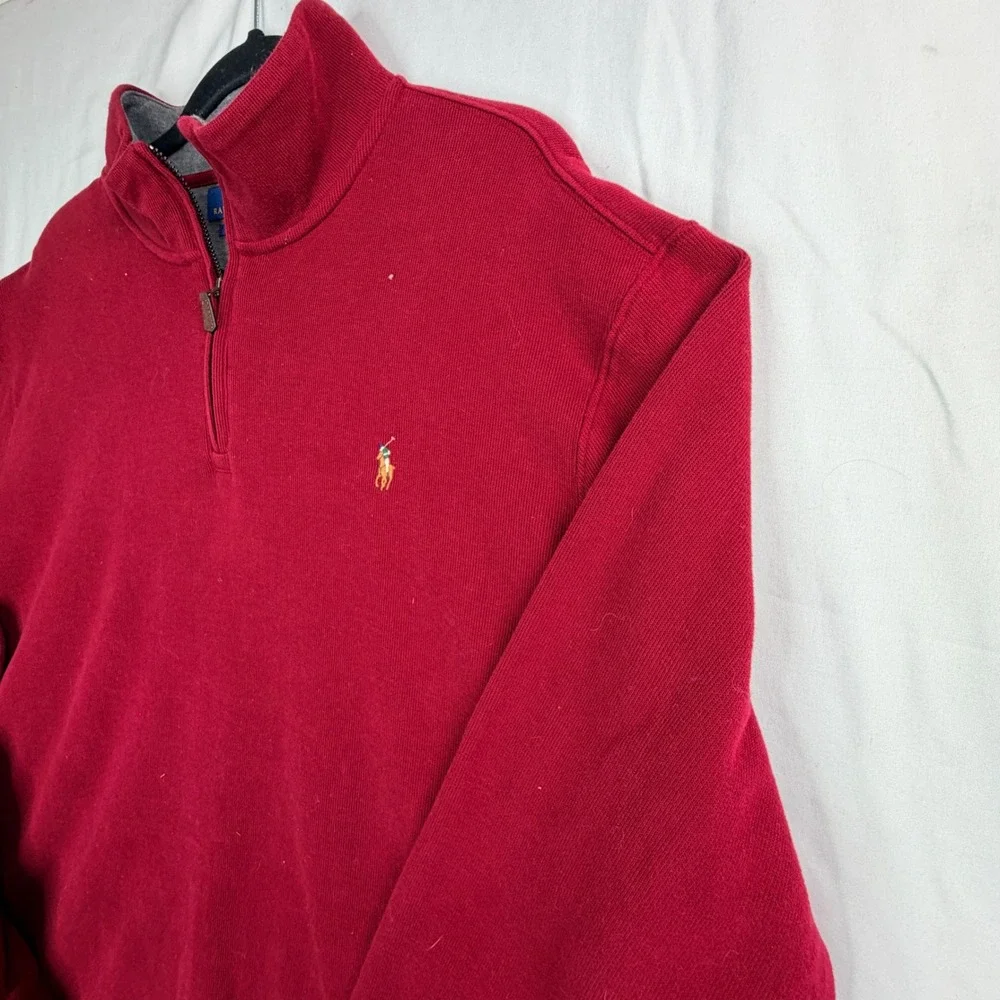 Polo Ralph Lauren Quarter Zip Pullover XXL Red Estate Rib Mock Neck Pony Logo